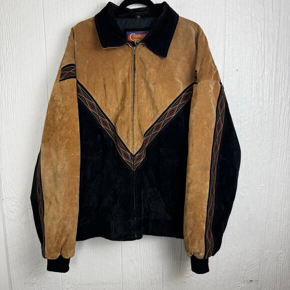 Cripple Creek Vintage Leather Aztec Colorblock Suede Jacket Size XXL Western - Picture 3 of 14